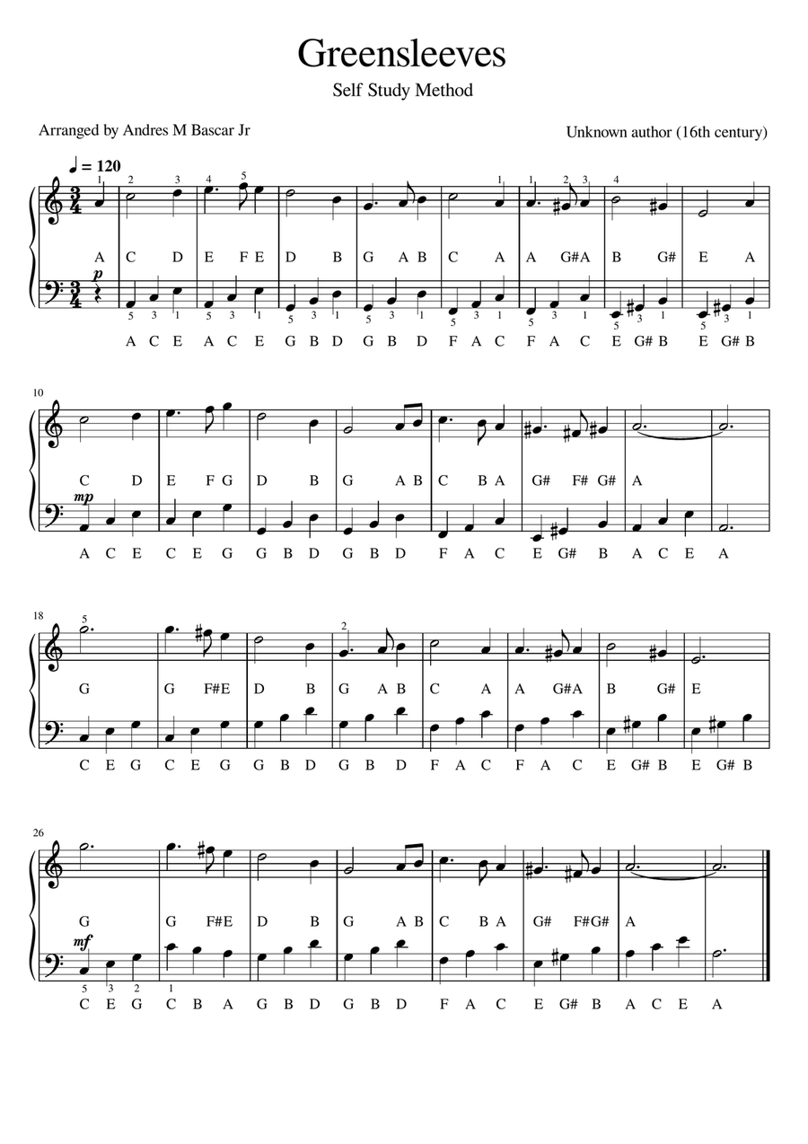 Greensleves Greensleves A Cappella scores gallery preview page 1