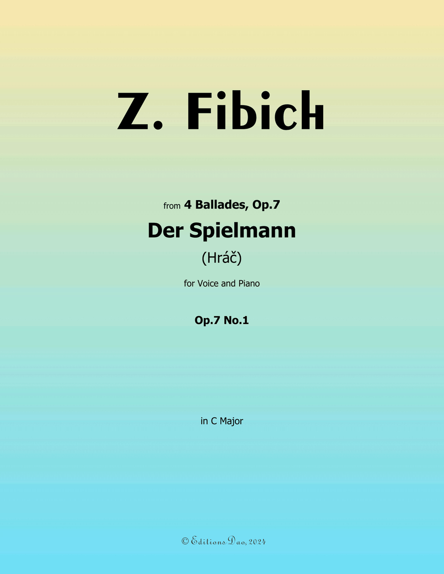 Der Spielmann, by Zdeněk Fibich, in C Major Piano, Vocal scores gallery preview page 1