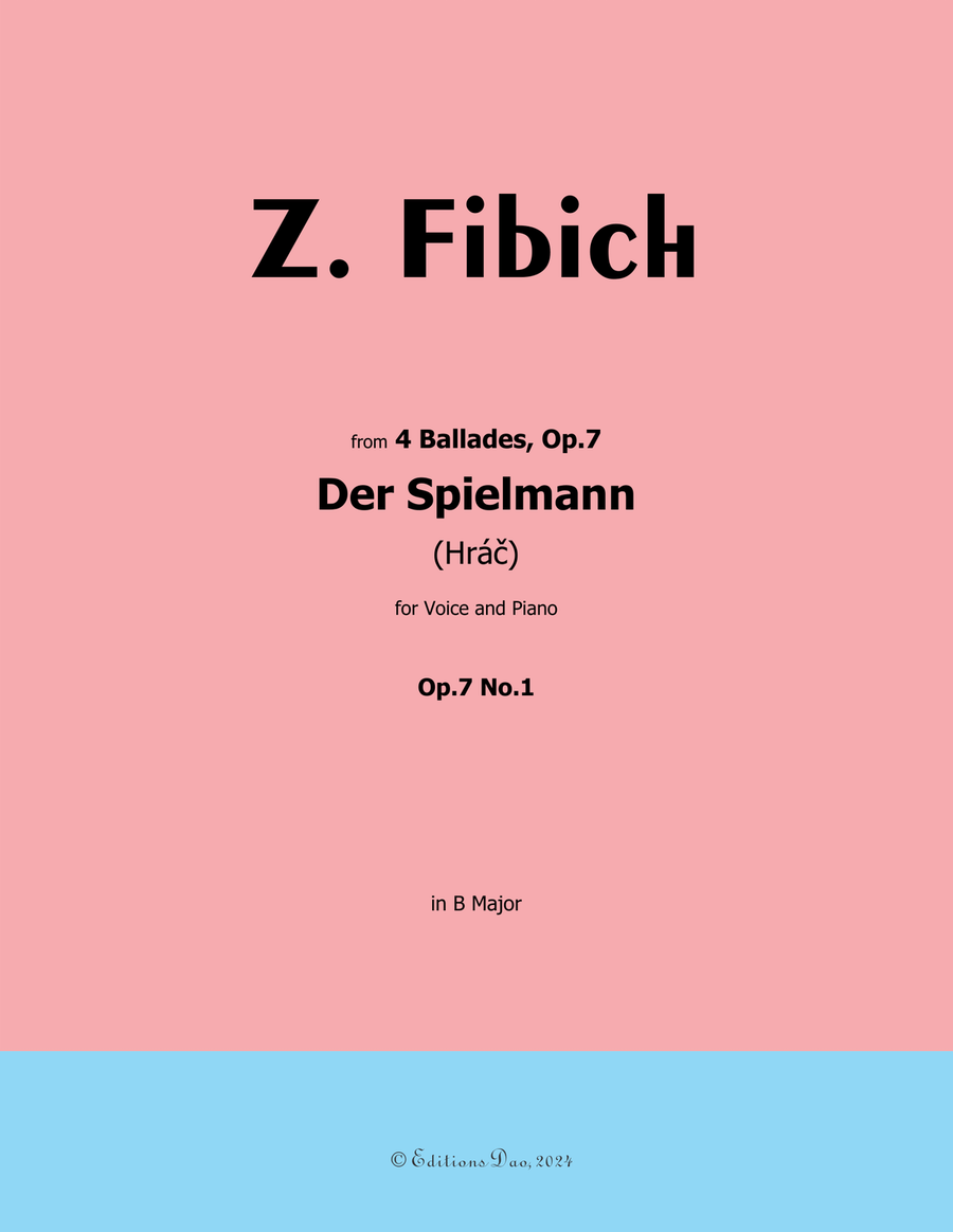 Der Spielmann, by Zdeněk Fibich, in B Major Piano, Vocal scores gallery preview page 1