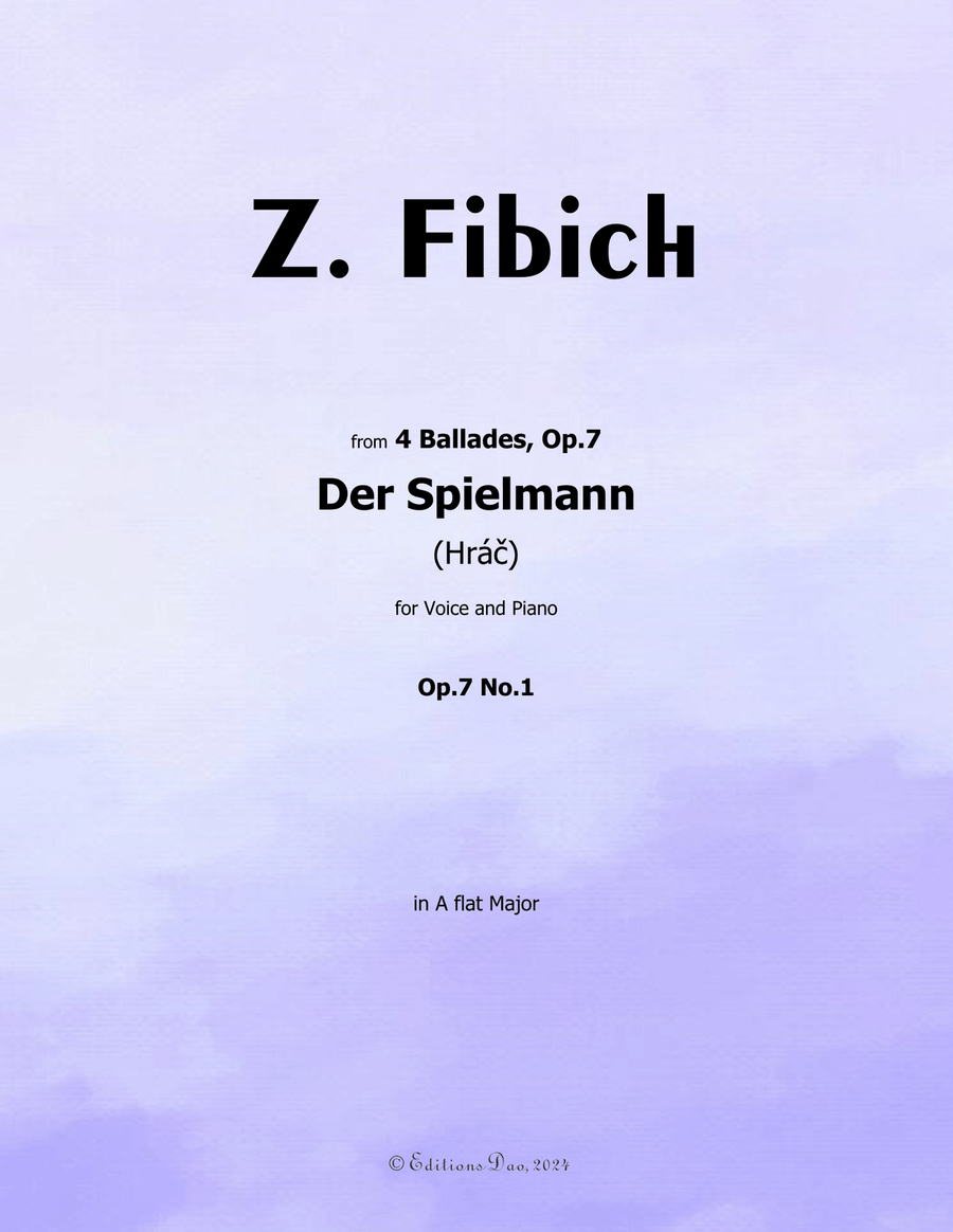 Der Spielmann, by Zdeněk Fibich, in A flat Major Piano, Vocal scores gallery preview page 1