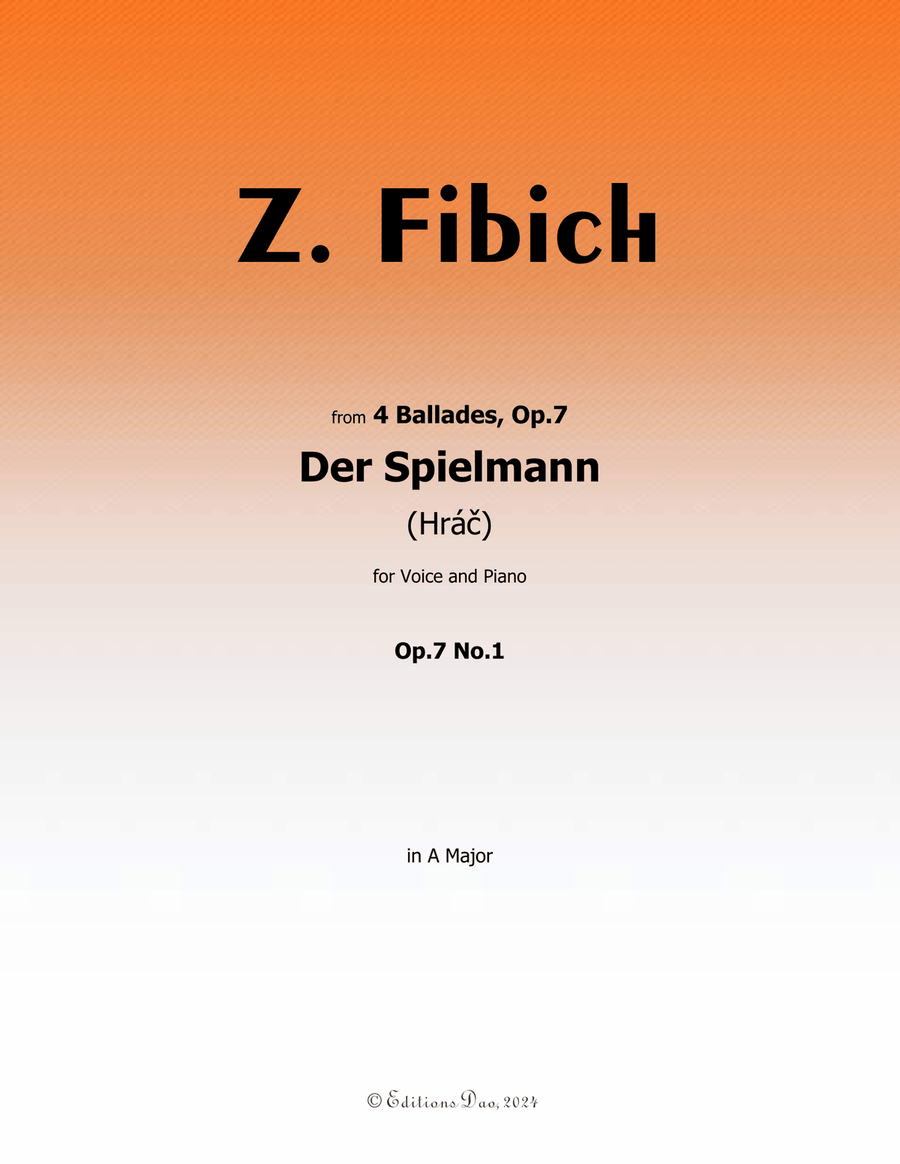 Der Spielmann, by Zdeněk Fibich, in A Major Piano, Vocal scores gallery preview page 1