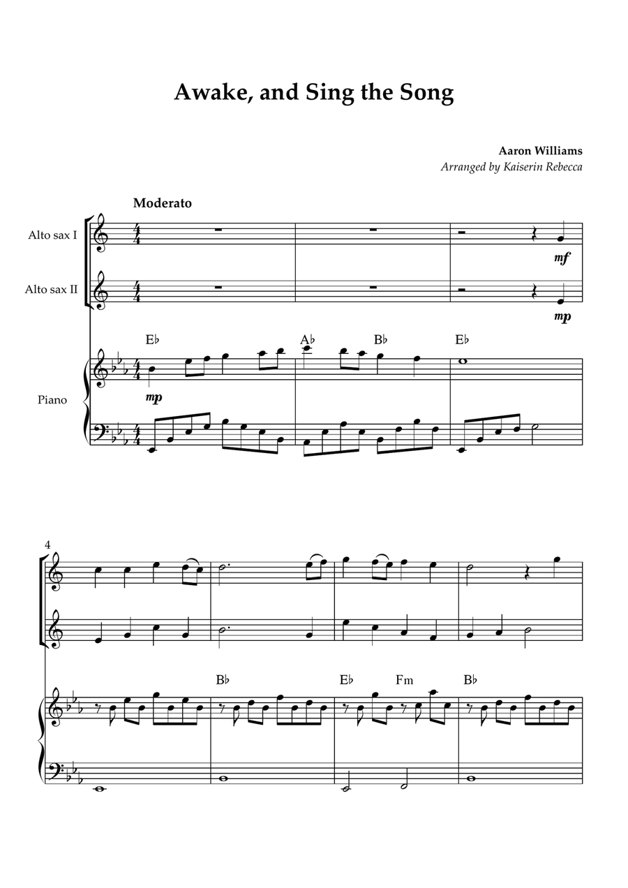 Awake, and Sing the Song Awake, and Sing the Song Woodwind Duet scores gallery preview page 1