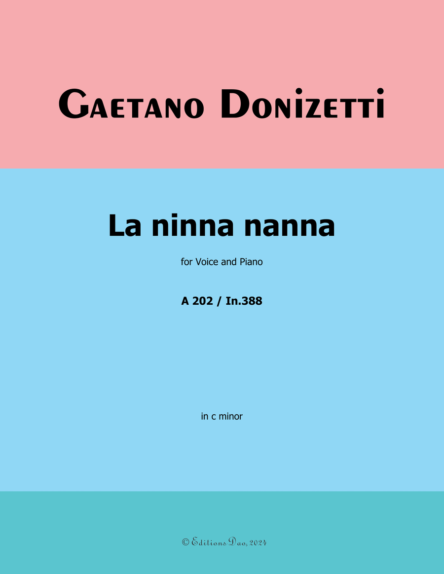 La ninna nanna, by Donizetti, A 202, in c minor Piano, Vocal scores gallery preview page 1