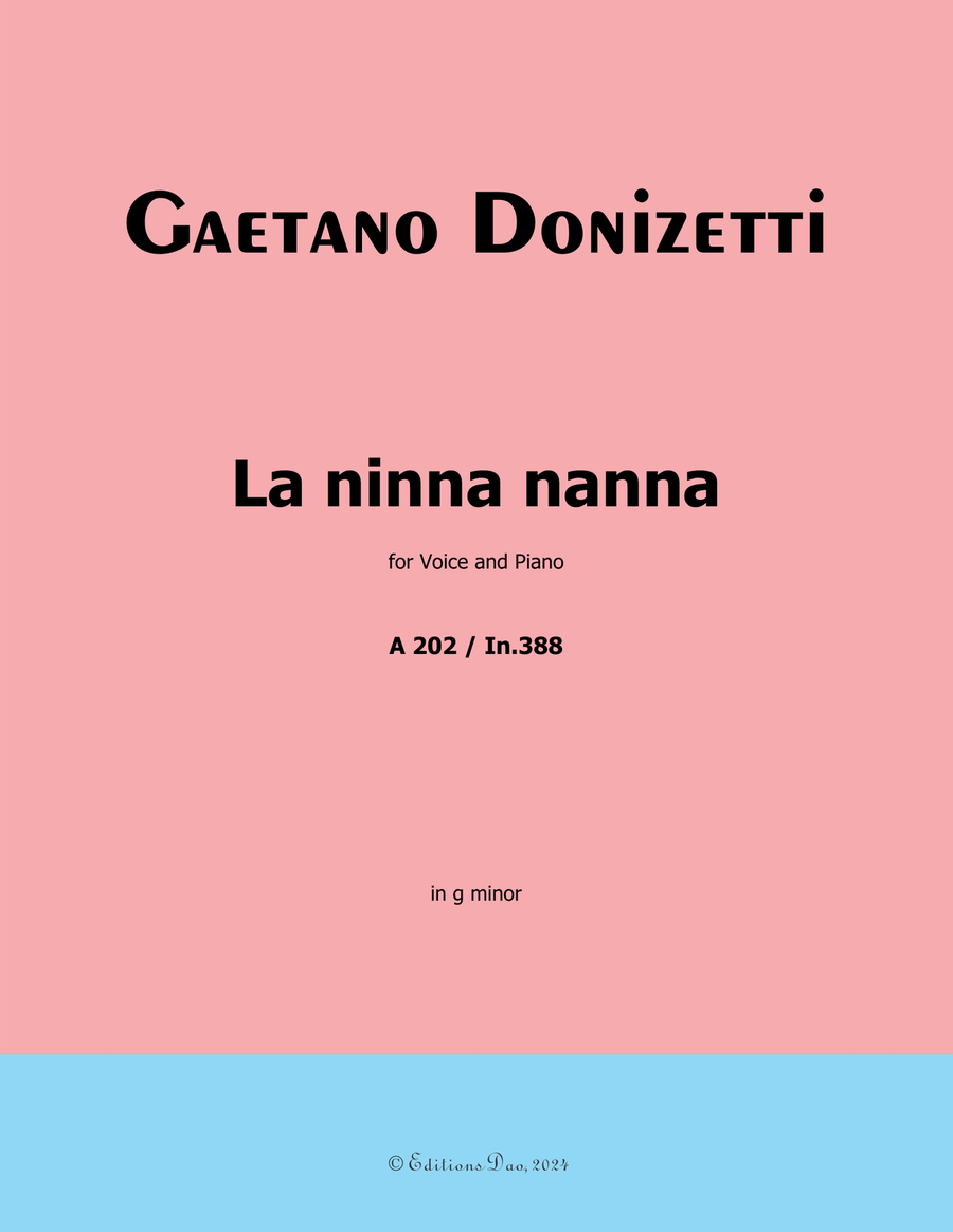 La ninna nanna, by Donizetti, A 202, in g minor Piano, Vocal scores gallery preview page 1