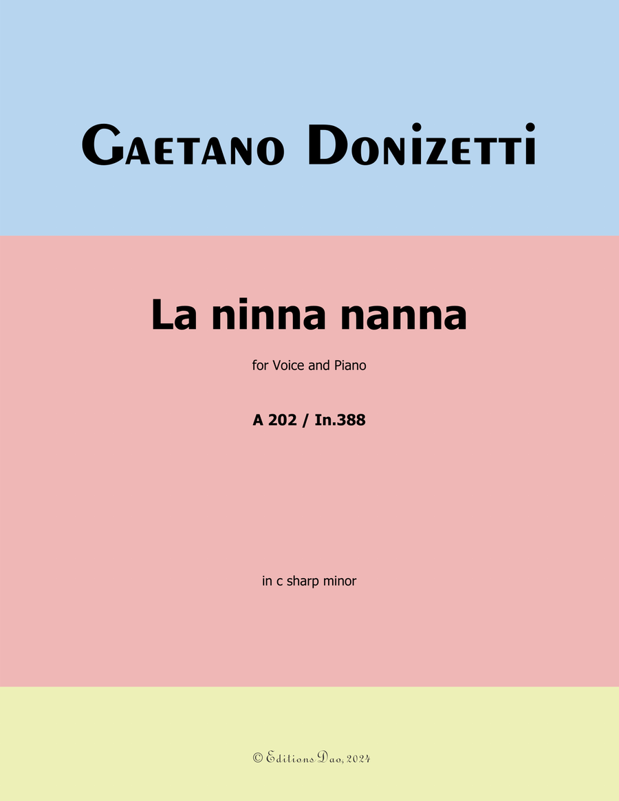 La ninna nanna, by Donizetti, A 202, in c sharp minor Piano, Vocal scores gallery preview page 1