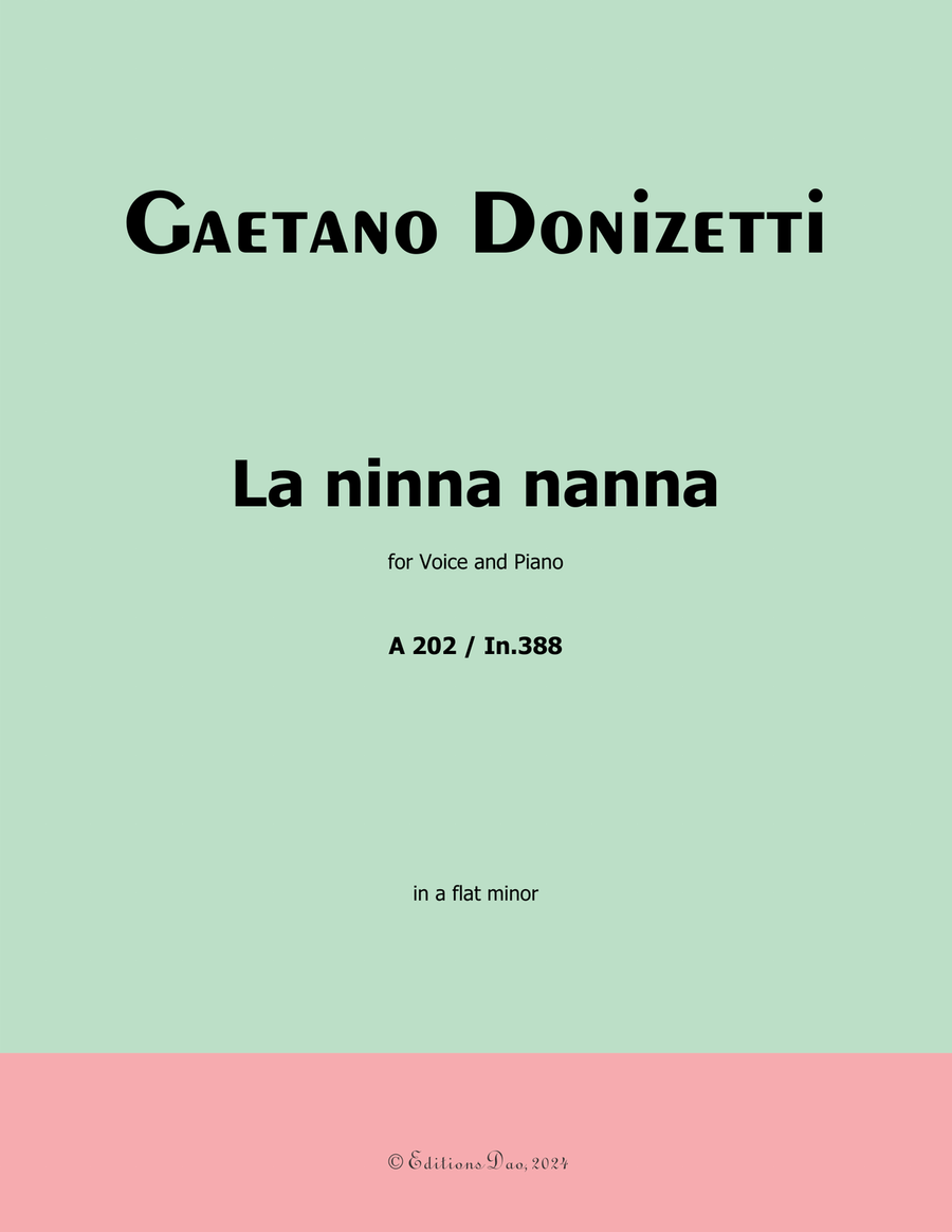 La ninna nanna, by Donizetti, A 202, in a flat minor Piano, Vocal scores gallery preview page 1
