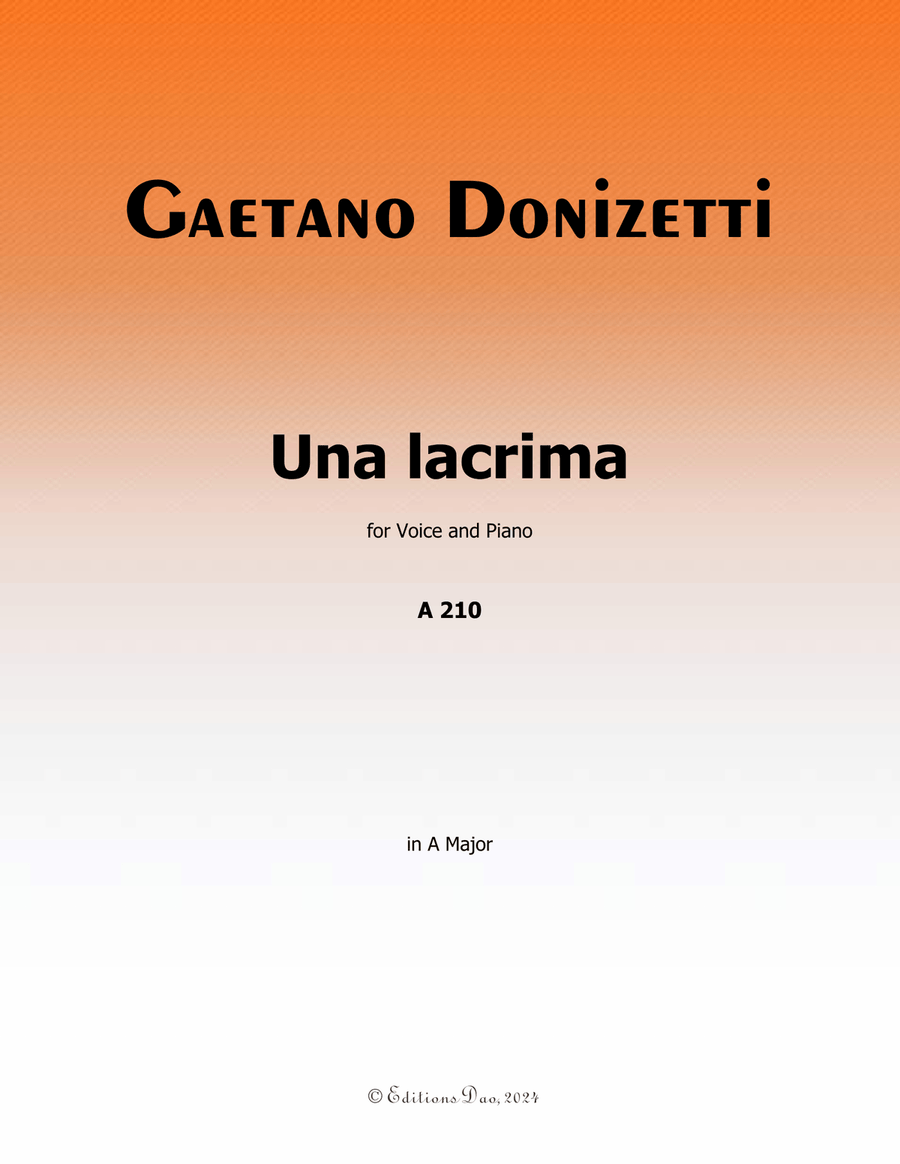 Una lacrima, by Donizetti, A 210, in A Major Piano, Vocal scores gallery preview page 1