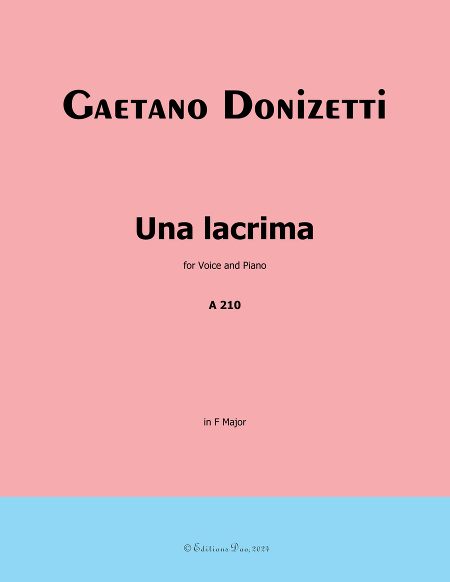 Una lacrima, by Donizetti, A 210, in F Major Piano, Vocal scores gallery preview page 1