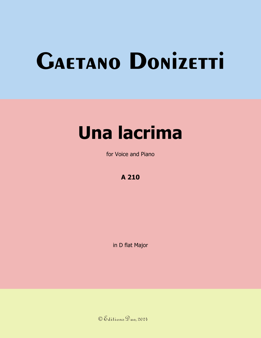Una lacrima, by Donizetti, A 210, in D flat Major Piano, Vocal scores gallery preview page 1