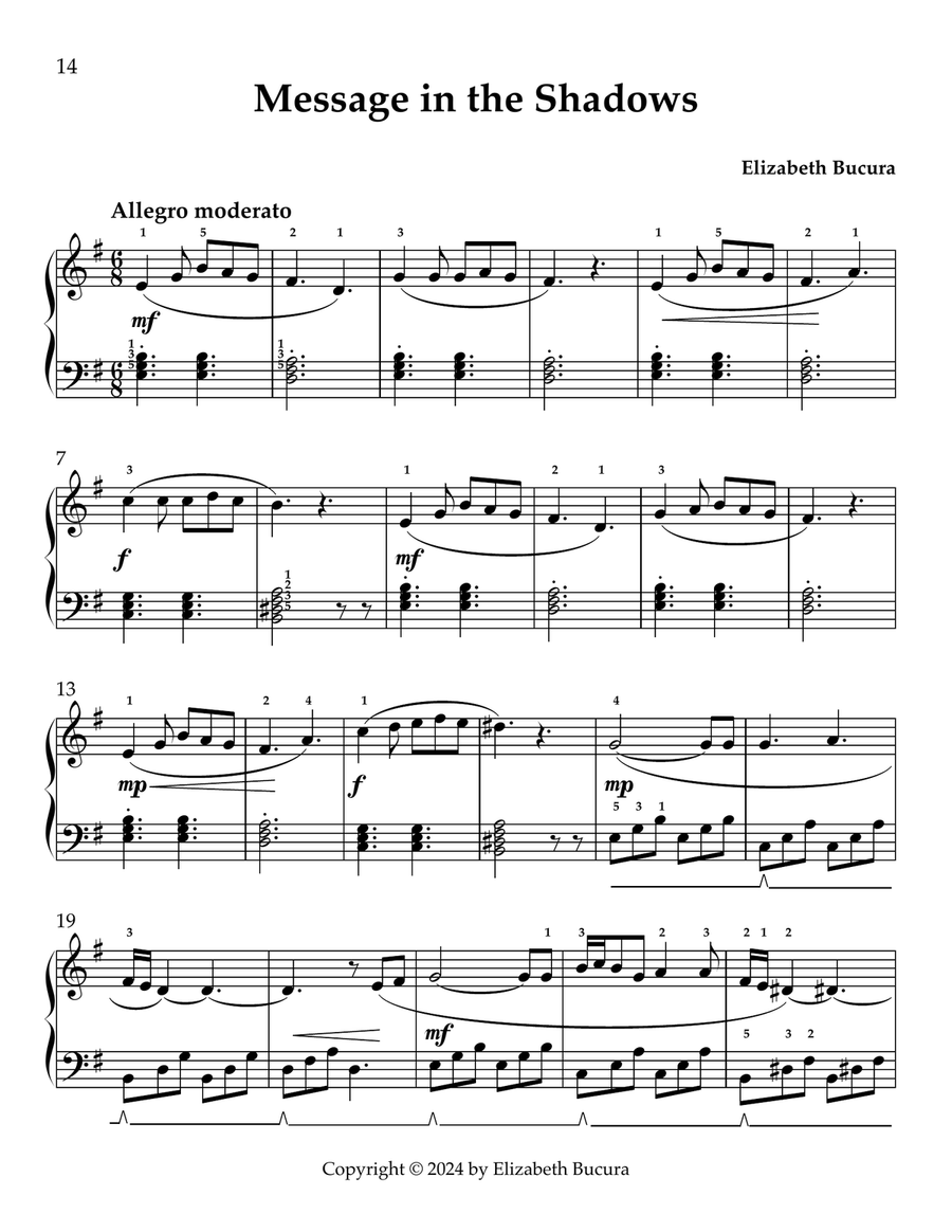 Message in the Shadows Piano Method scores gallery preview page 1
