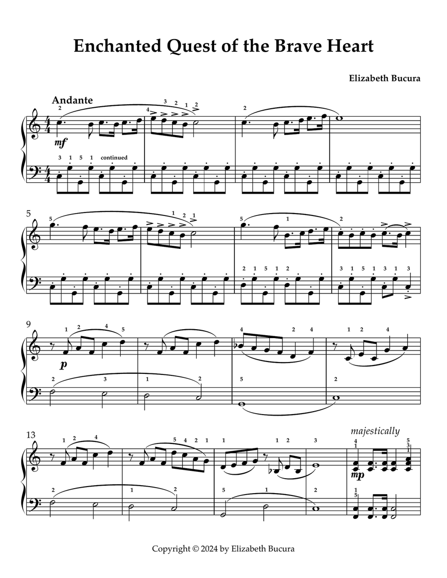 Enchanted Quest of the Brave Heart Piano Method scores gallery preview page 1