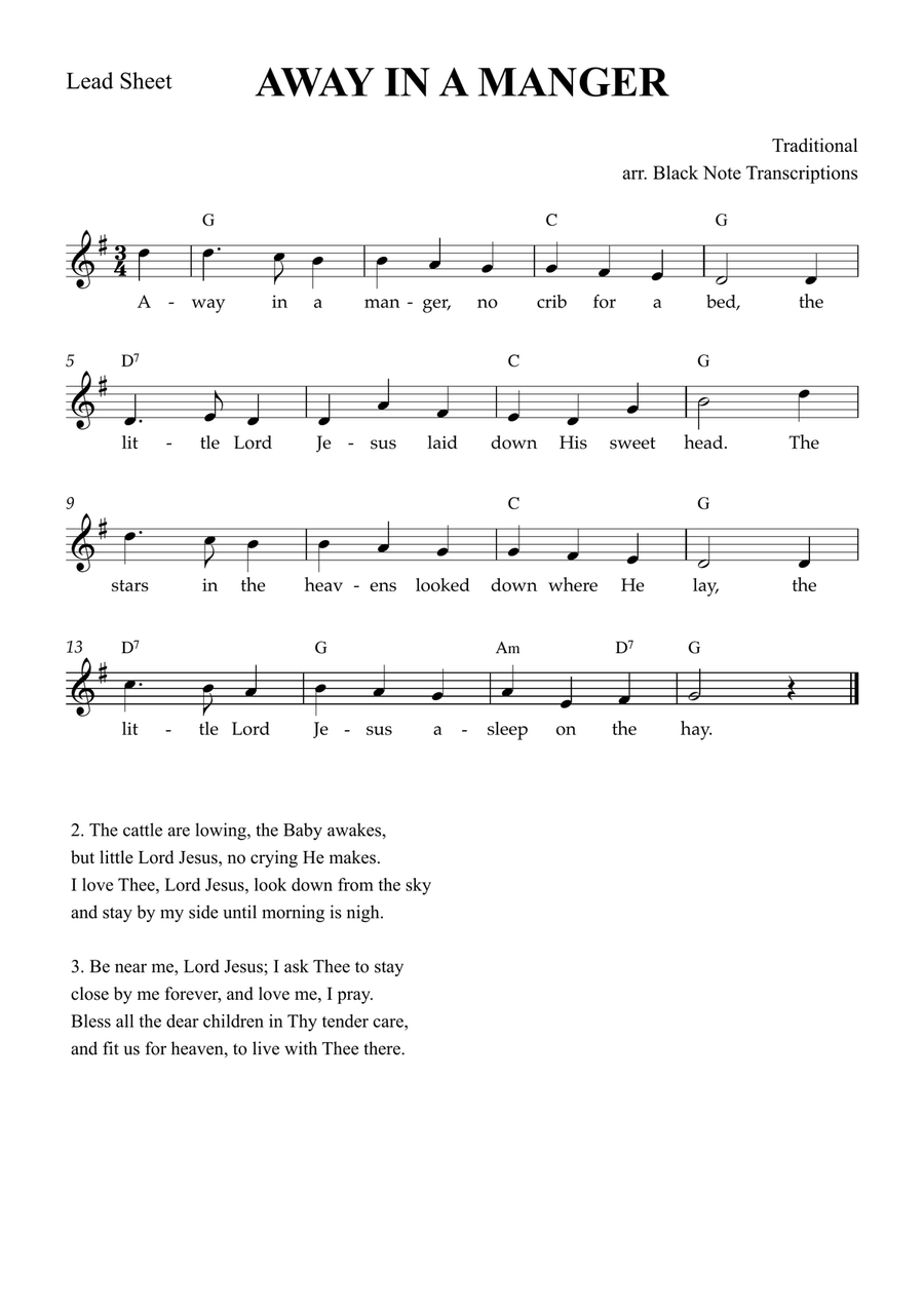 Away in a Manger Piano scores gallery preview page 1
