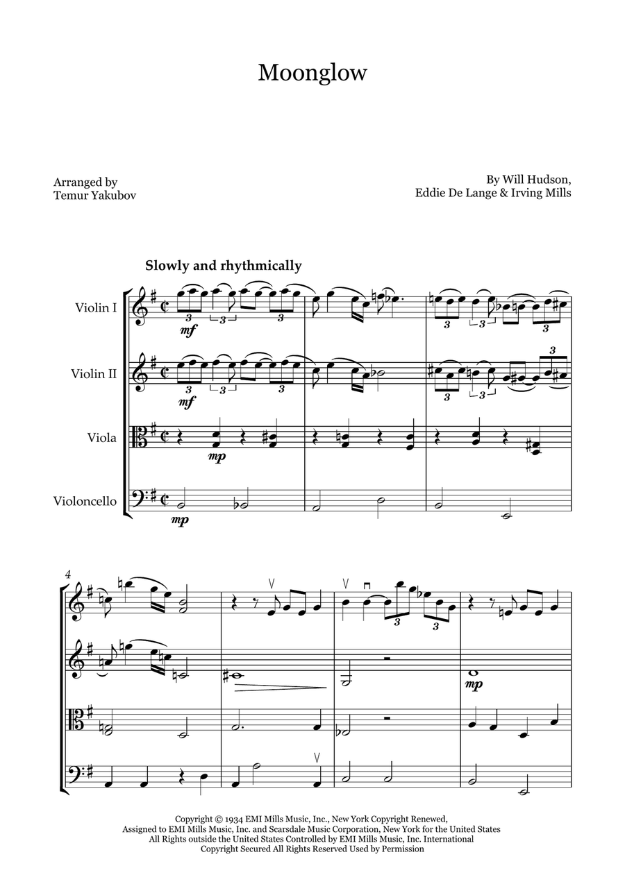 Moonglow String Quartet scores gallery preview page 1