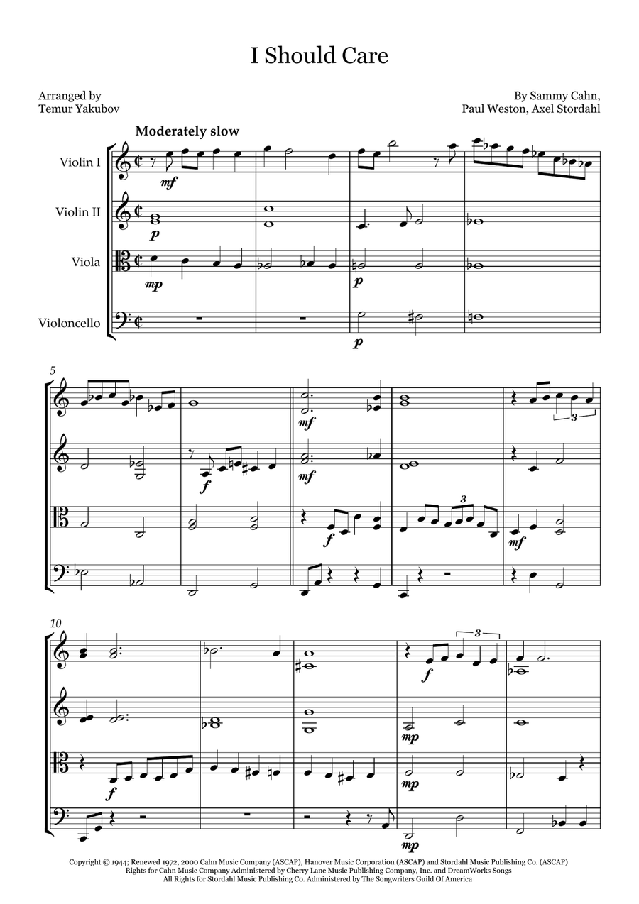 I Should Care String Quartet scores gallery preview page 1