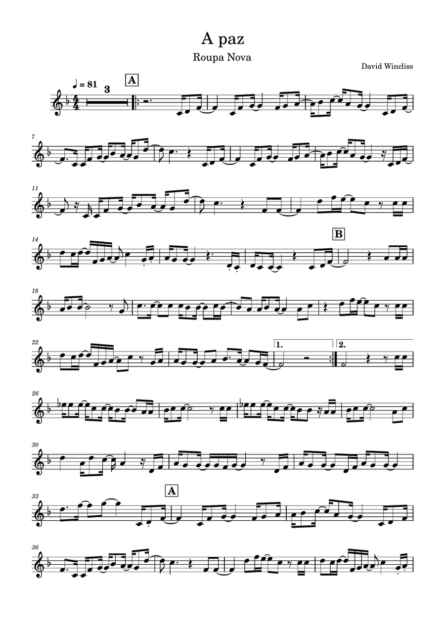 A Paz (Heal the world) A Paz (Heal the world) C Instrument scores gallery preview page 1