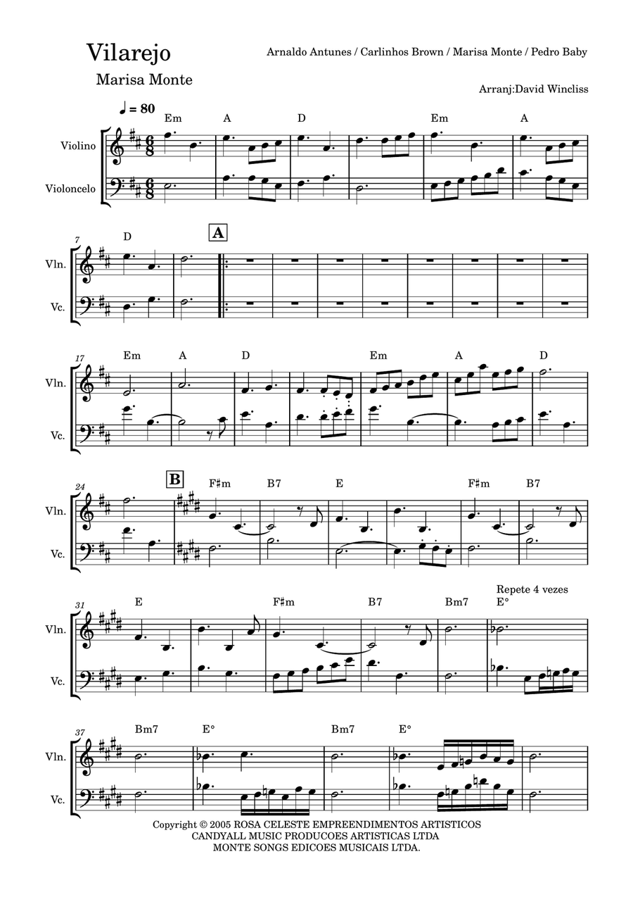 Vilarejo Vilarejo String Duet scores gallery preview page 1