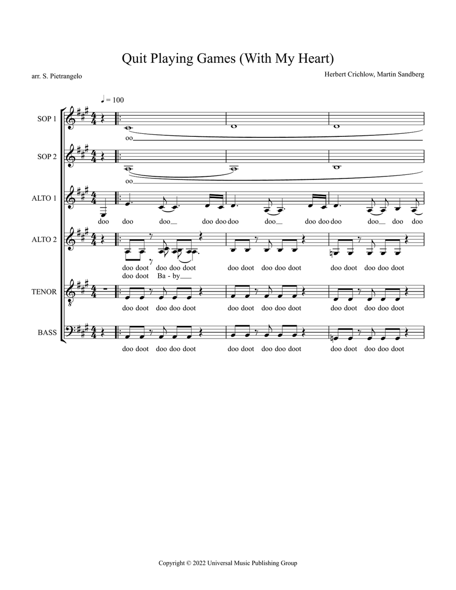 Quit Playing Games (With My Heart) Divisi scores gallery preview page 1