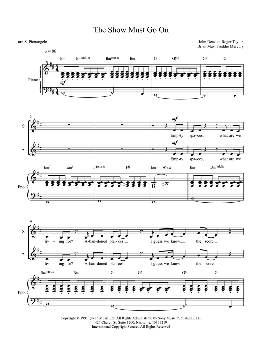 The Show Must Go On The Show Must Go On 4-Part scores gallery preview page 1