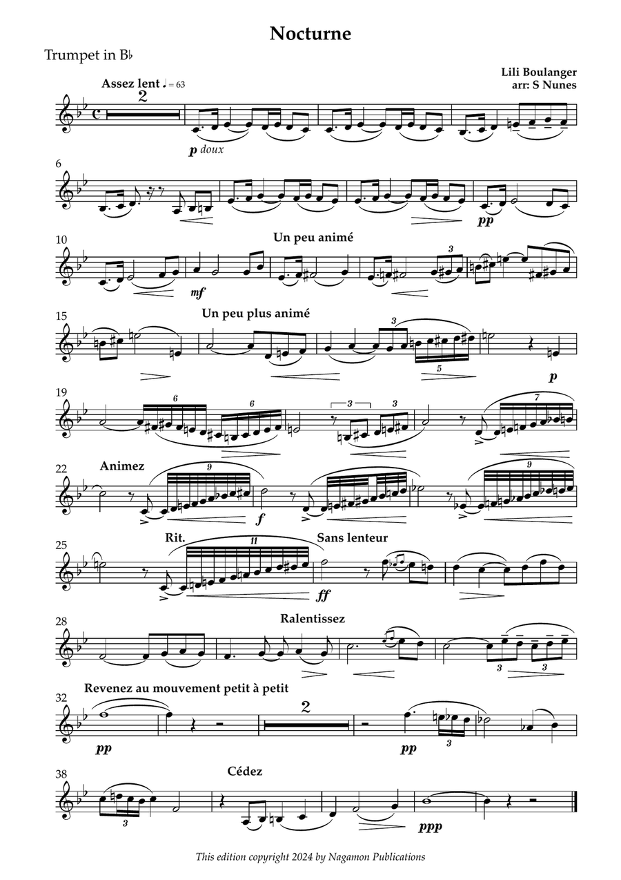 Nocturne Nocturne B-Flat Trumpet scores gallery preview page 1