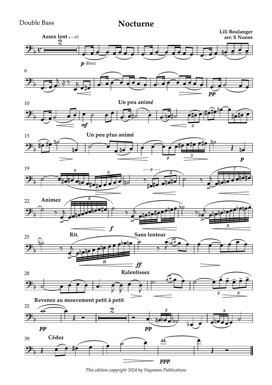 Nocturne Nocturne Double Bass scores gallery preview page 1