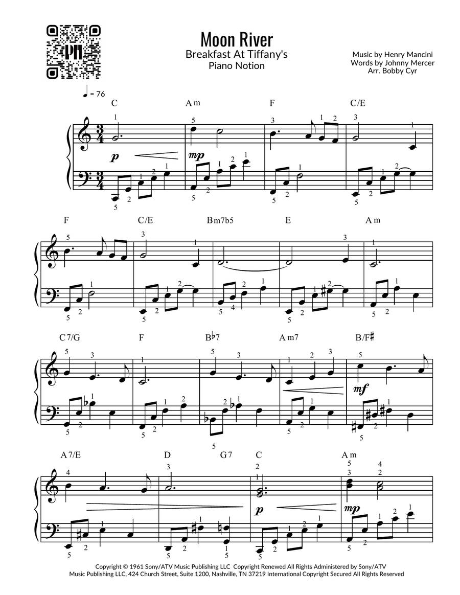 Moon River Moon River Easy Piano scores gallery preview page 1