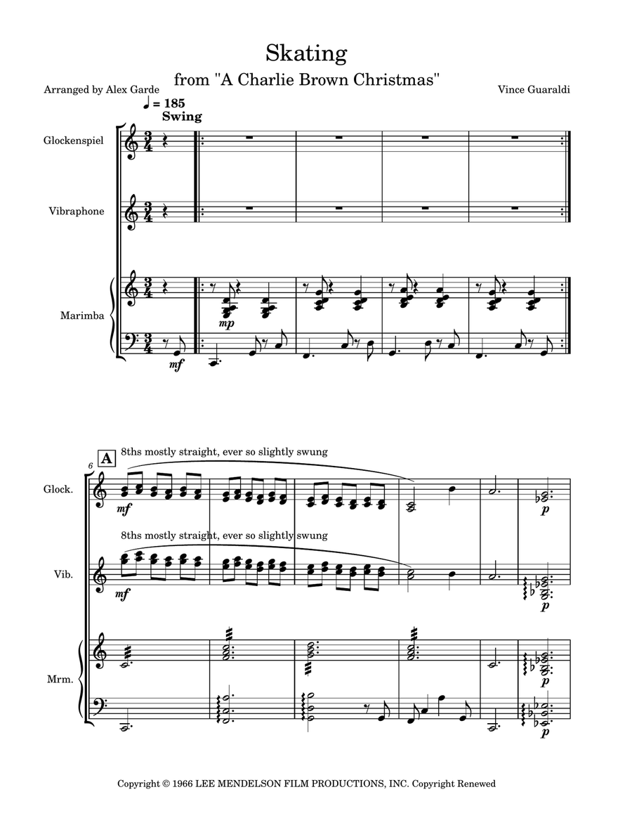 Skating Skating Percussion Ensemble scores gallery preview page 1