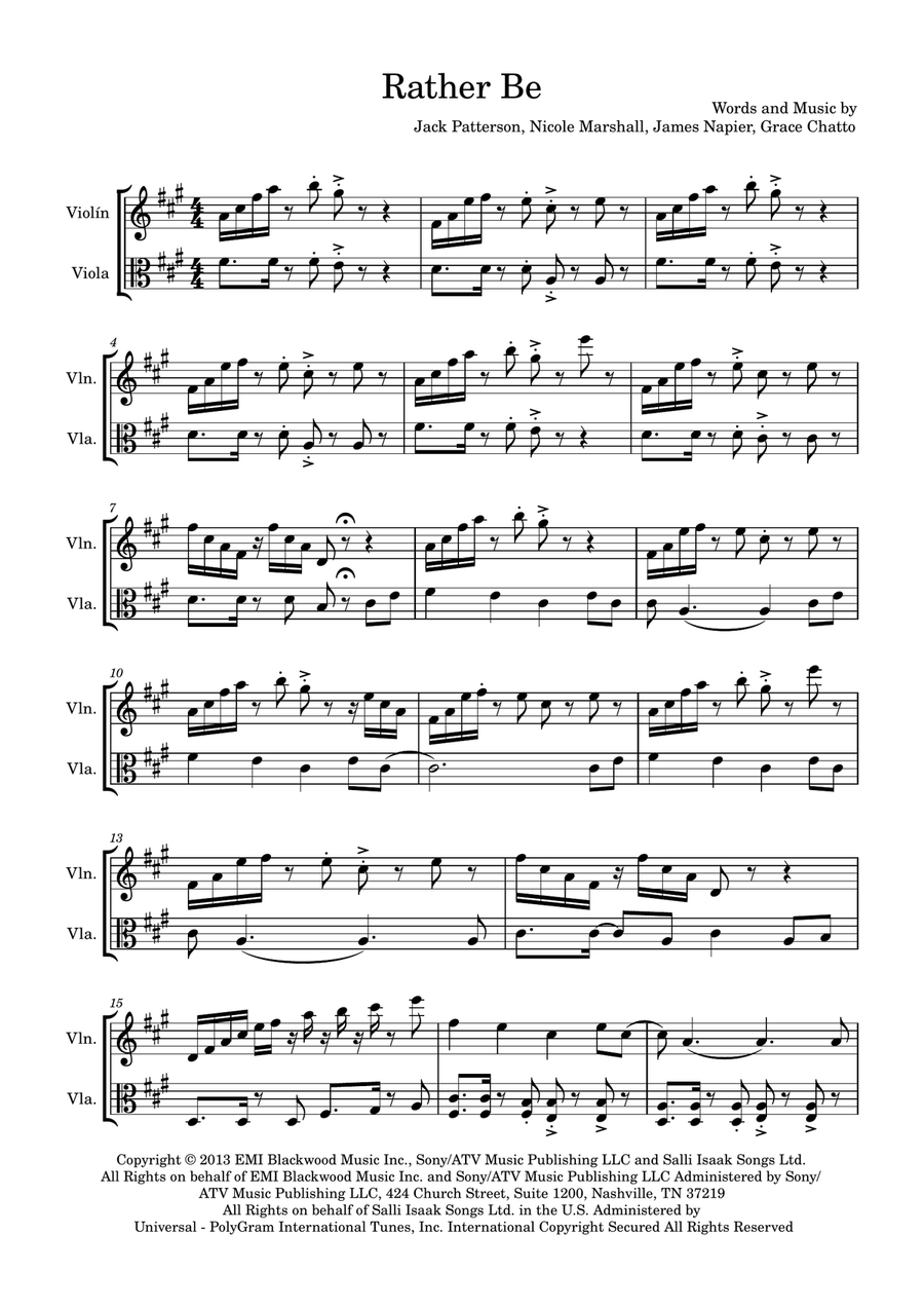 Rather Be String Duet scores gallery preview page 1