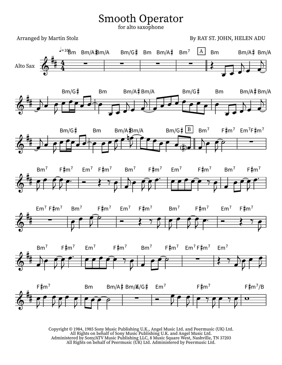 Smooth Operator Smooth Operator Alto Saxophone scores gallery preview page 1