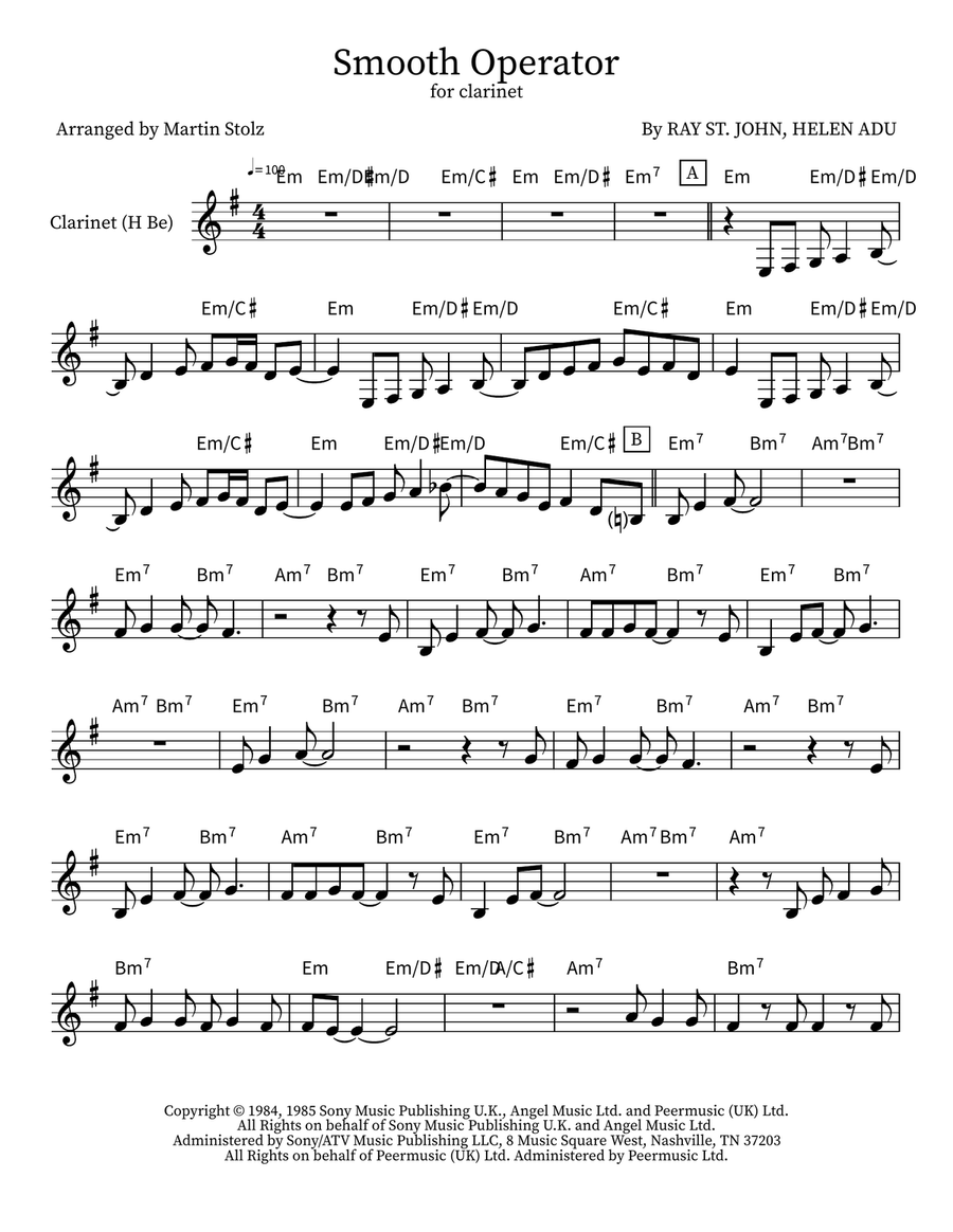 Smooth Operator Smooth Operator Clarinet scores gallery preview page 1