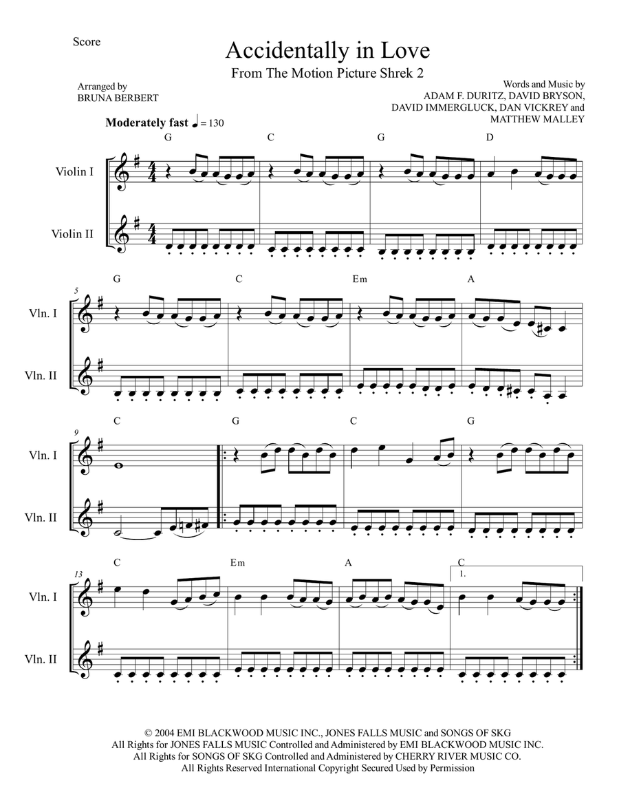 Accidentally In Love Accidentally In Love String Duet scores gallery preview page 1