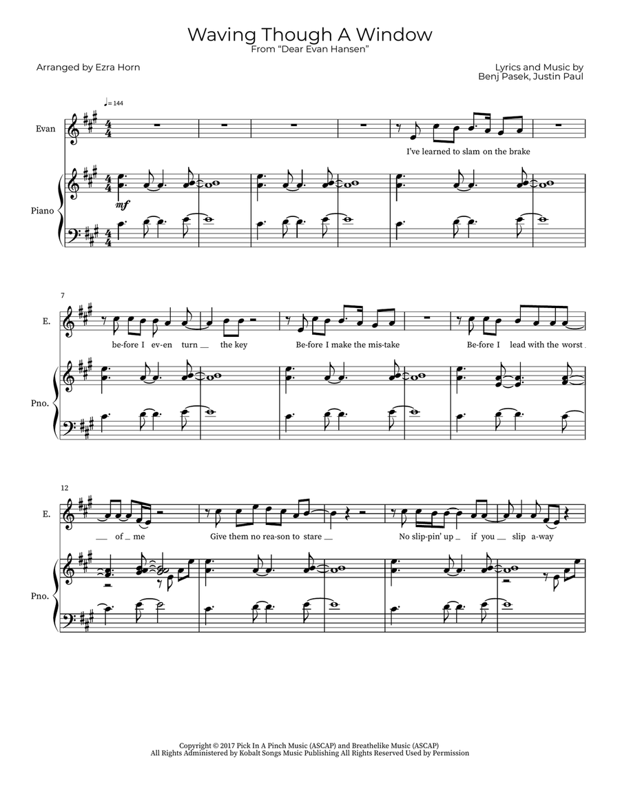 Waving Through A Window Waving Through A Window Piano, Vocal scores gallery preview page 1