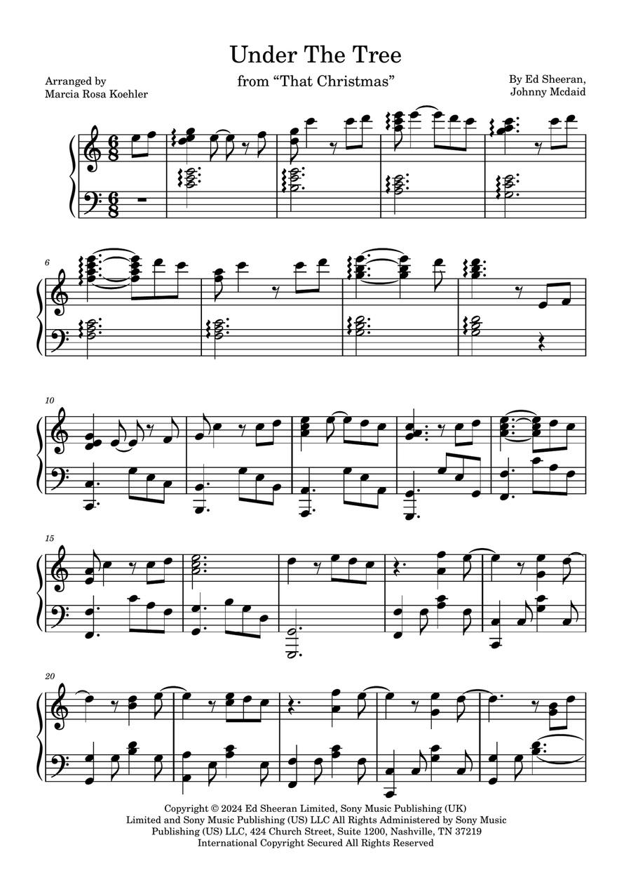Under The Tree Piano Solo scores gallery preview page 1