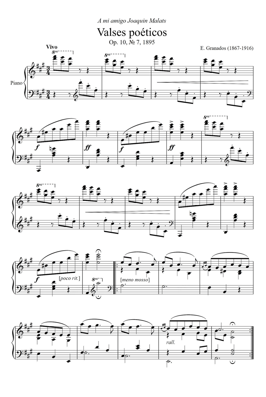 Valses poéticos - Enrique Granados Piano Solo scores gallery preview page 1