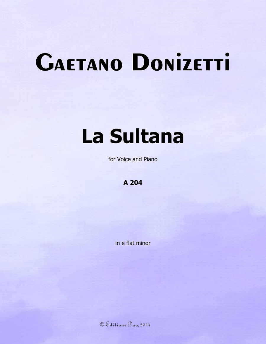 La Sultana, by Donizetti, in e flat minor Piano, Vocal scores gallery preview page 1