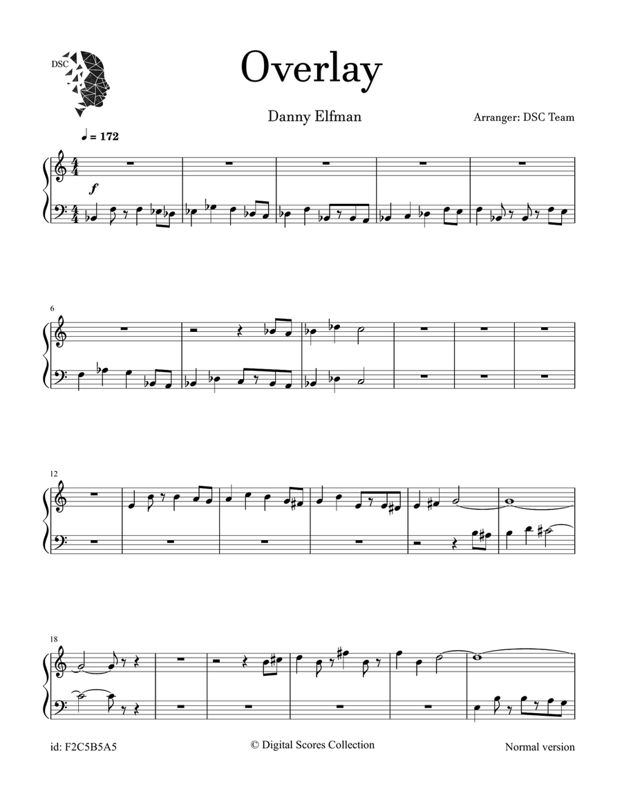 Synth Overlay Piano Solo scores gallery preview page 1