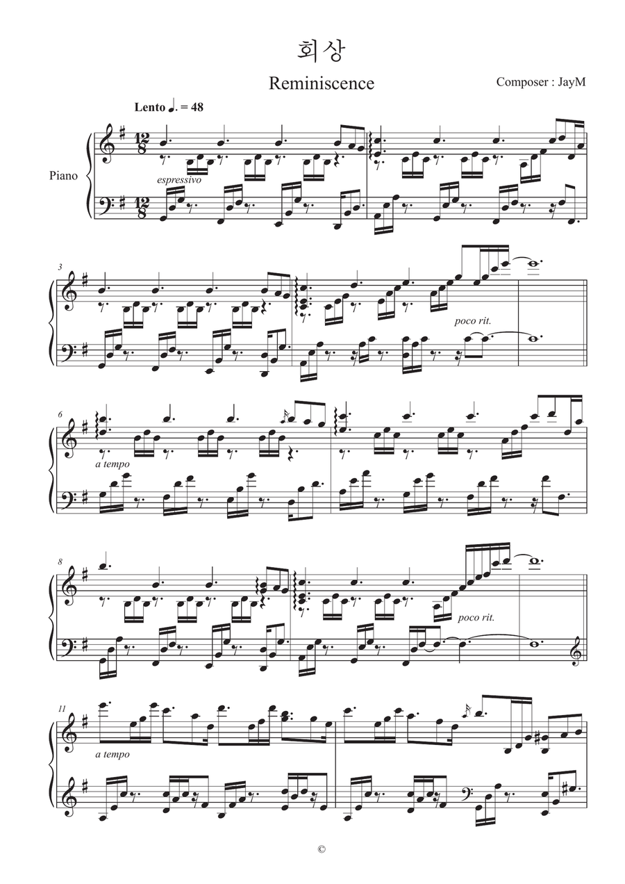 Reminiscence Reminiscence Piano Solo scores gallery preview page 1