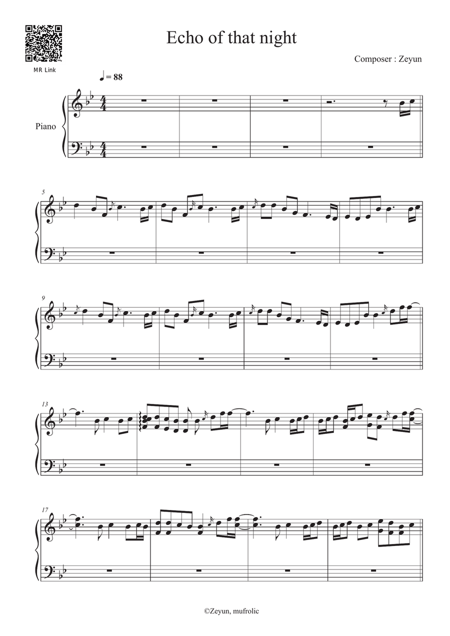 Echo of that night Echo of that night Piano Solo scores gallery preview page 1