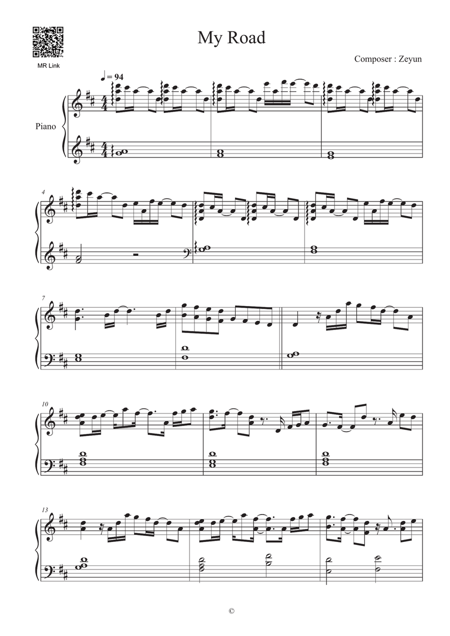 My Road My Road Easy Piano scores gallery preview page 1