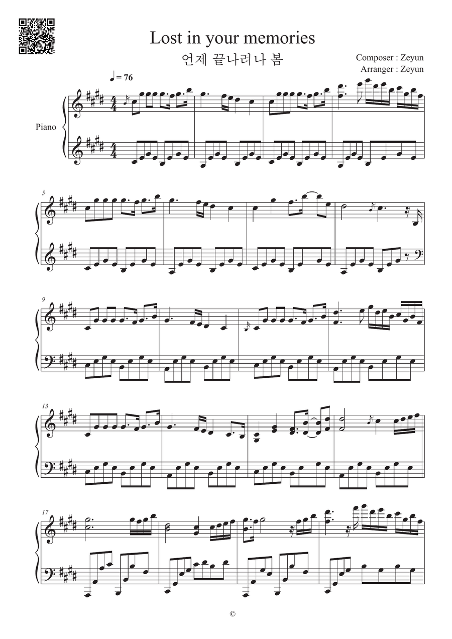 Lost in your memories Lost in your memories Easy Piano scores gallery preview page 1
