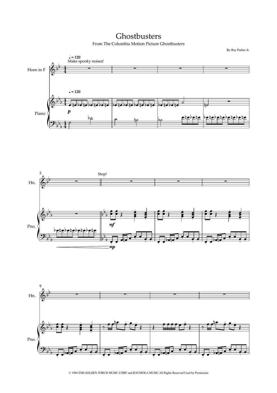 Ghostbusters Ghostbusters Piano scores gallery preview page 1