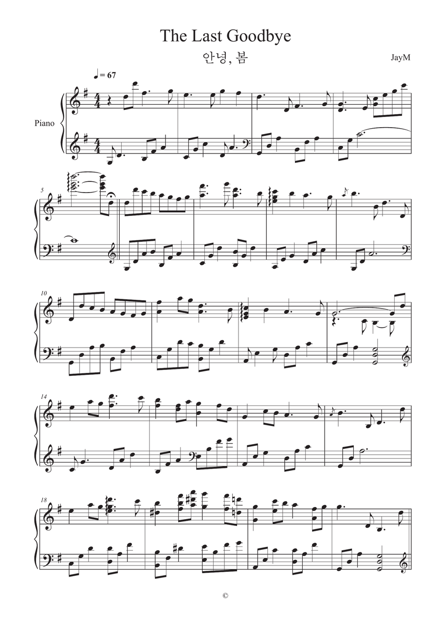 The Last Goodbye The Last Goodbye Piano Solo scores gallery preview page 1