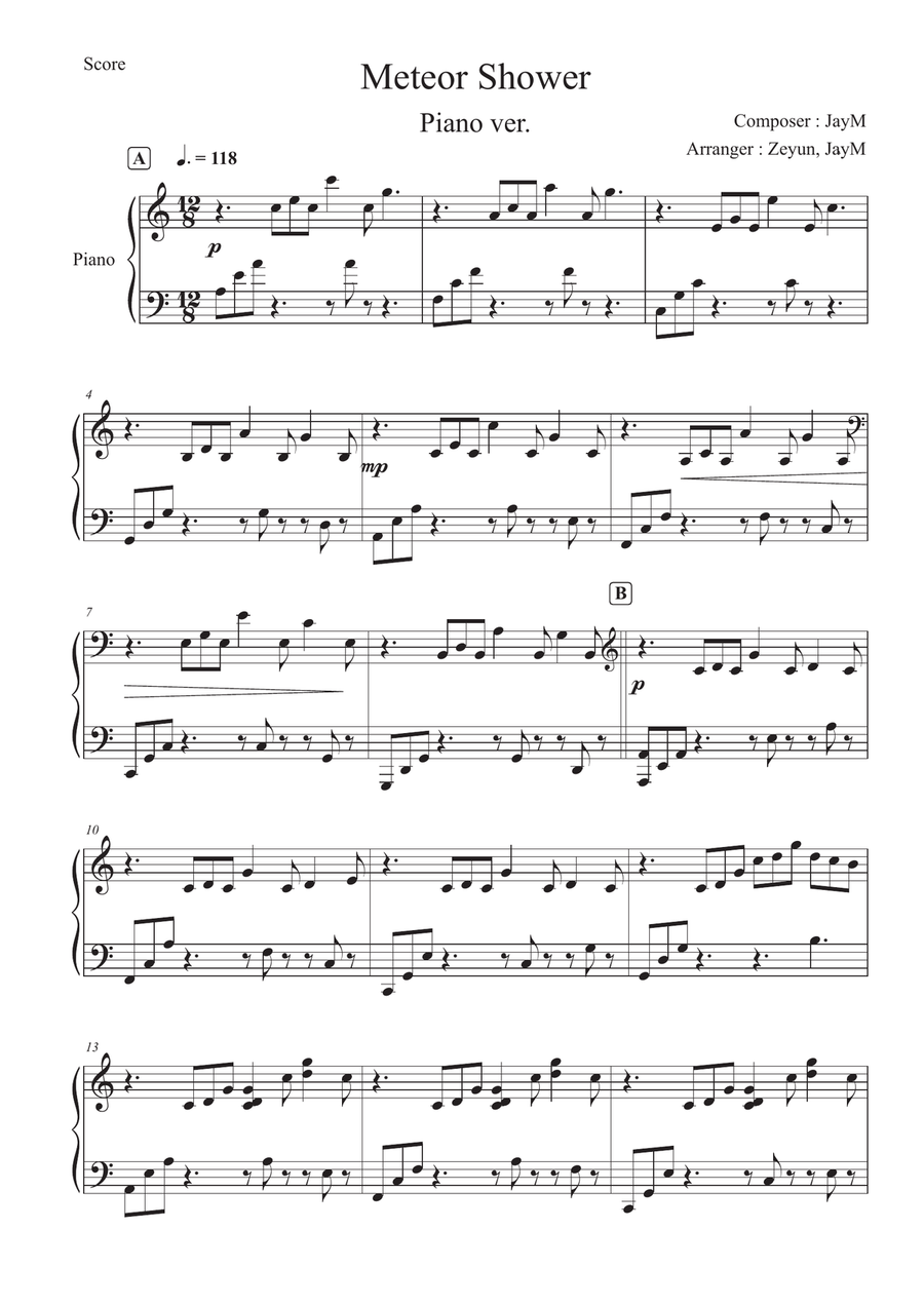 Meteor Shower Meteor Shower Piano Solo scores gallery preview page 1