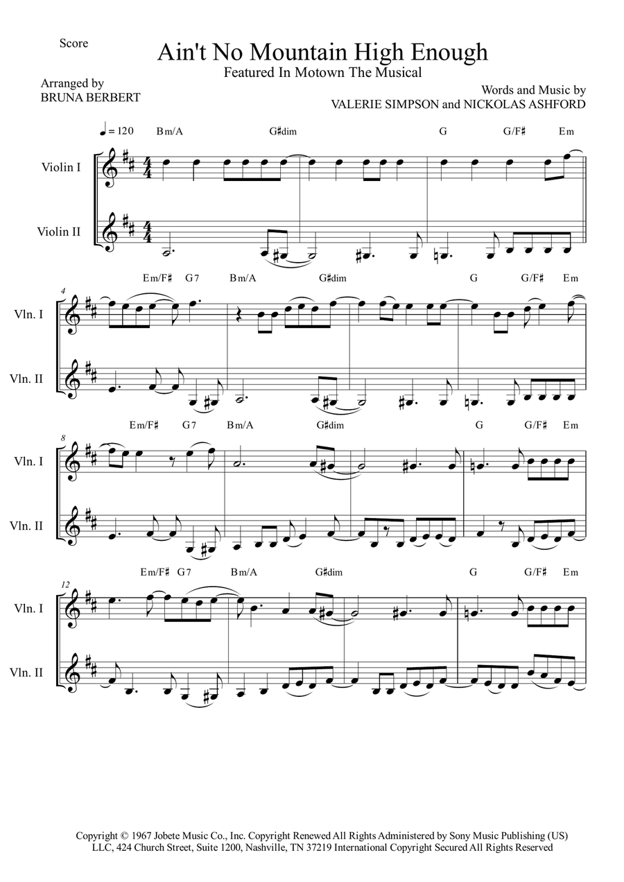 Ain't No Mountain High Enough String Duet scores gallery preview page 1