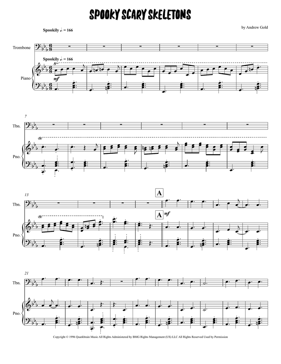 Spooky Scary Skeletons Spooky Scary Skeletons Piano scores gallery preview page 1