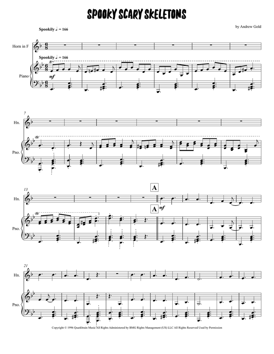 Spooky Scary Skeletons Spooky Scary Skeletons Piano scores gallery preview page 1