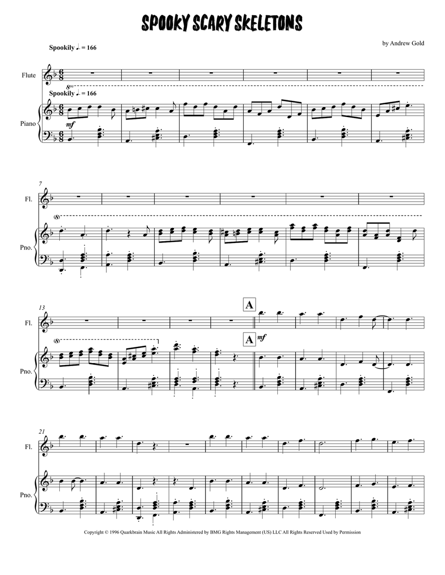 Spooky Scary Skeletons Spooky Scary Skeletons Flute Solo scores gallery preview page 1
