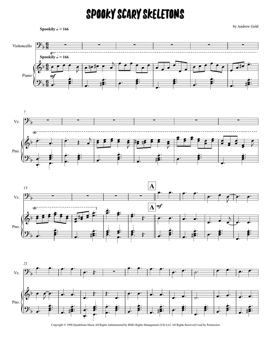 Spooky Scary Skeletons Spooky Scary Skeletons Piano scores gallery preview page 1