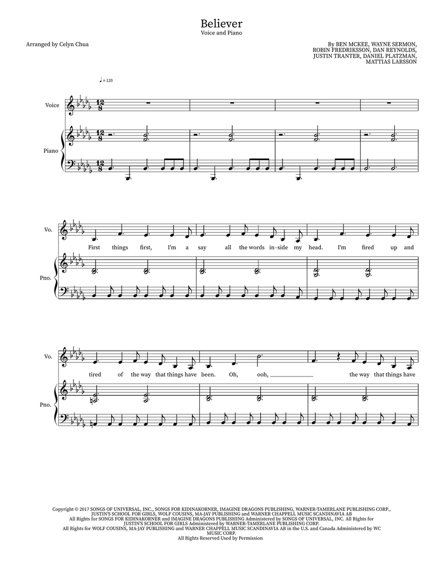 Believer Believer Piano, Vocal scores gallery preview page 1