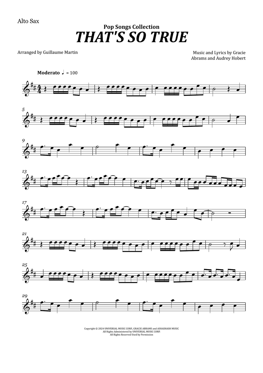 That's So True That's So True Alto Saxophone scores gallery preview page 1