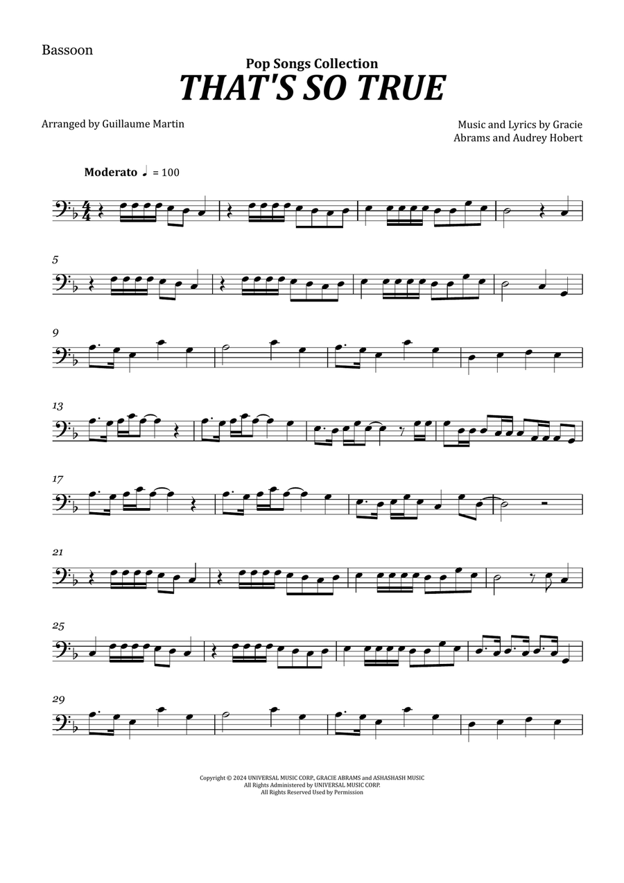That's So True That's So True Bassoon Solo scores gallery preview page 1